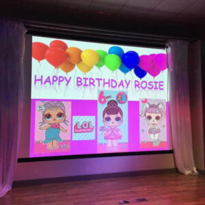 HD projector, Child's Birthday, Balloons, Birthday Banner