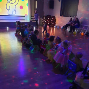 pudsey bear, party games, toddler games, disco lights